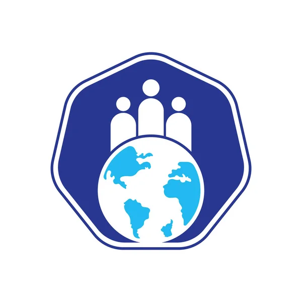 Globe Insanlar Ikon Vektör Çizimi Dünya Insanları Logo Tasarımı Ikon — Stok Vektör