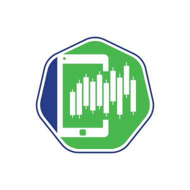 Telefon istatistikleri logo tasarım şablonu. Mobil finans logo tasarım vektörü.