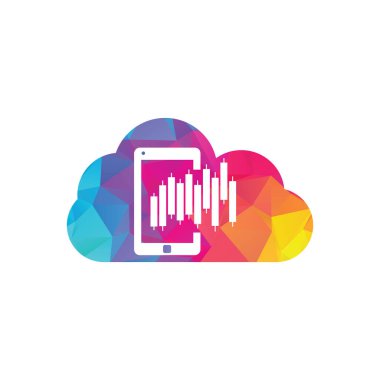 Telefon istatistikleri bulut şekilli konsept logo tasarım şablonu. Mobil finans logo tasarım vektörü.