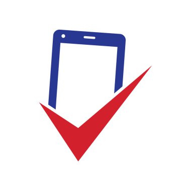 Mobil logo tasarım şablonu vektörünü kontrol et. Mobil Tamir Logosu simgesi. Mobil Uygulama Logosu