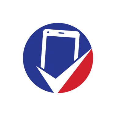 Mobil logo tasarım şablonu vektörünü kontrol et. Mobil Tamir Logosu simgesi. Mobil Uygulama Logosu