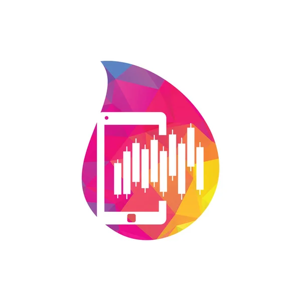 Phone Stats Drop Shape Concept Logo Design Template Mobile Finance — Stock Vector