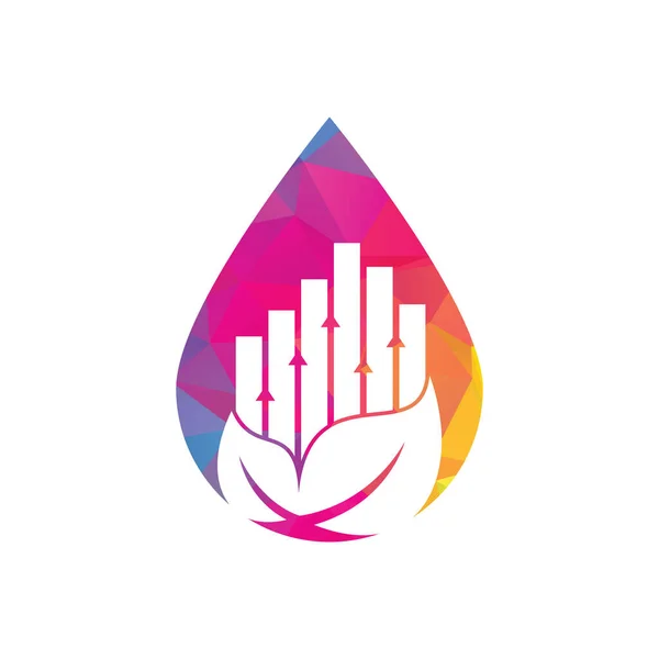 Modèle Logo Forme Goutte Feuille Financement Statistiques Nature Logo Icône — Image vectorielle