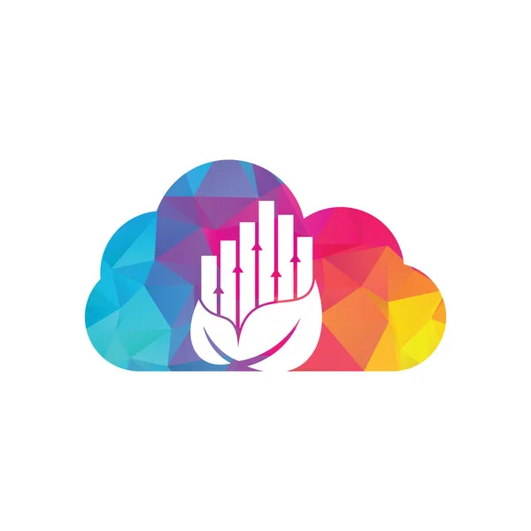 Plantilla Logotipo Diseño Nube Hoja Financiera Naturaleza Estadísticas Logo Icono — Vector de stock
