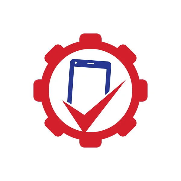 Mobil Vites Şekilli Logo Tasarım Şablonu Vektörünü Kontrol Mobil Tamir — Stok Vektör