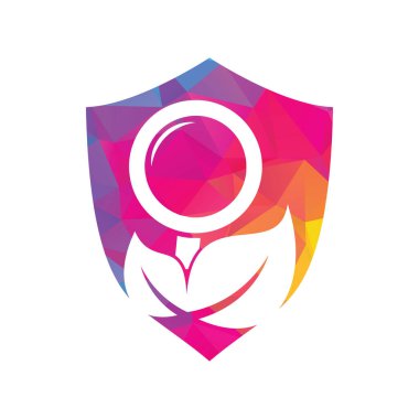 Doğa arama vektör şablonu. Doğa Bulucu logosu konsept vektörü, Yaprak Bulucu logosu tasarladı