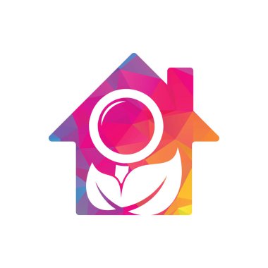 Yaprak ev şekli konsept vektör logo şablonu. Doğa Bulucu logosu konsept vektörü, Yaprak Bulucu logosu tasarladı