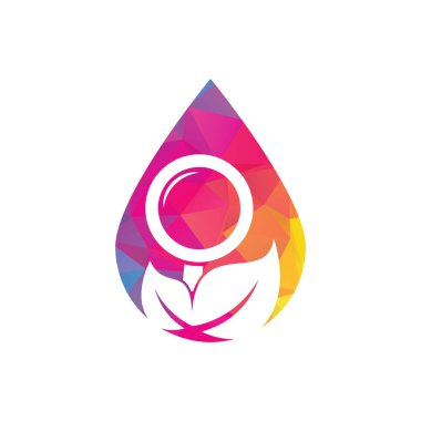 Yaprak arama damlası konsept vektör logo şablonu. Doğa Bulucu logosu konsept vektörü, Yaprak Bulucu logosu tasarladı