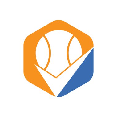 Tenis vektör logosunu kontrol et. Tenis topu ve kene simgesi logosu.