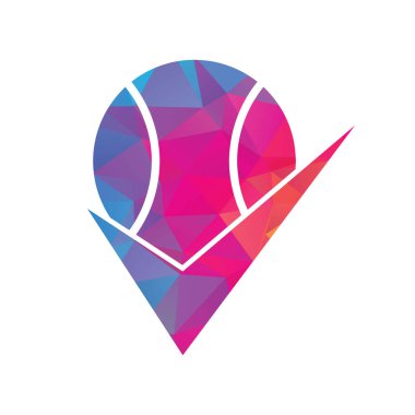 Tenis vektör logosunu kontrol et. Tenis topu ve kene simgesi logosu.