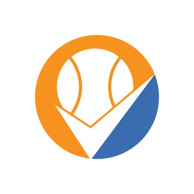 Tenis vektör logosunu kontrol et. Tenis topu ve kene simgesi logosu.