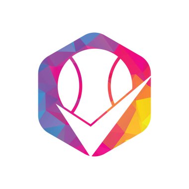 Tenis vektör logosunu kontrol et. Tenis topu ve kene simgesi logosu.