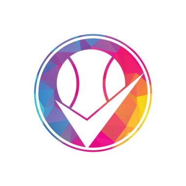 Tenis vektör logosunu kontrol et. Tenis topu ve kene simgesi logosu.