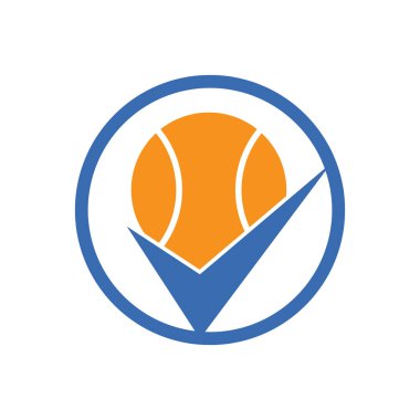 Tenis vektör logosunu kontrol et. Tenis topu ve kene simgesi logosu.