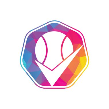 Tenis vektör logosunu kontrol et. Tenis topu ve kene simgesi logosu.