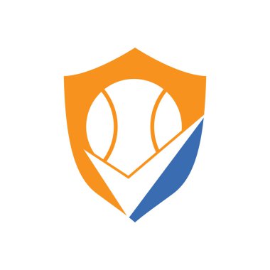 Tenis vektör logosunu kontrol et. Tenis topu ve kene simgesi logosu.