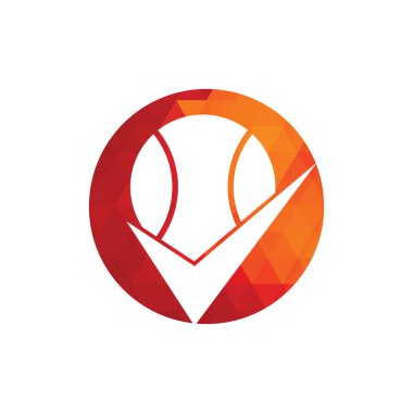 Tenis vektör logosunu kontrol et. Tenis topu ve kene simgesi logosu.