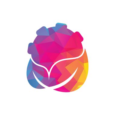 Vites ve yaprak kombinasyon vektörü. Tamirci ve ekolojik sembol veya simge.