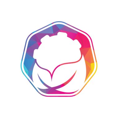 Vites ve yaprak kombinasyon vektörü. Tamirci ve ekolojik sembol veya simge.