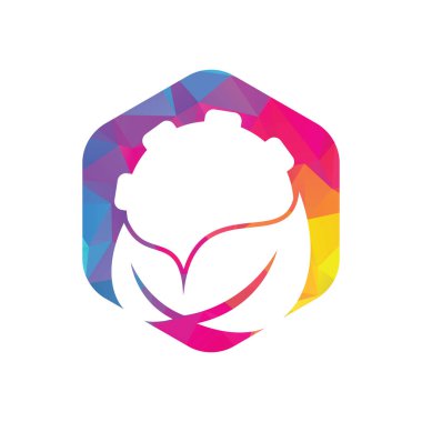 Vites ve yaprak kombinasyon vektörü. Tamirci ve ekolojik sembol veya simge.