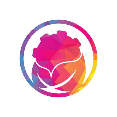 Vites ve yaprak kombinasyon vektörü. Tamirci ve ekolojik sembol veya simge.