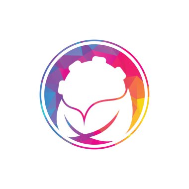 Vites ve yaprak kombinasyon vektörü. Tamirci ve ekolojik sembol veya simge.