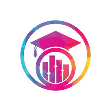 Finans Çubuğu Logo Vektörü ile mezun ol. Eğitim logosu tasarımı ve yatırım logosu.