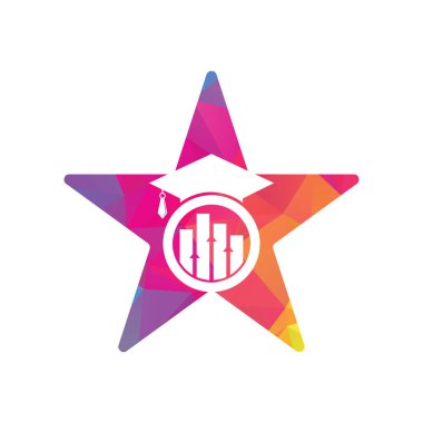 Eğitim şapkası finansman yıldızı şekli logo tasarım ikonu. Eğitim logosu tasarımı ve yatırım logosu.