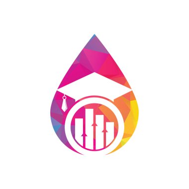 Eğitim şapkası finansmanı konsept logo tasarım ikonu bırakıyor. Eğitim logosu tasarımı ve yatırım logosu.