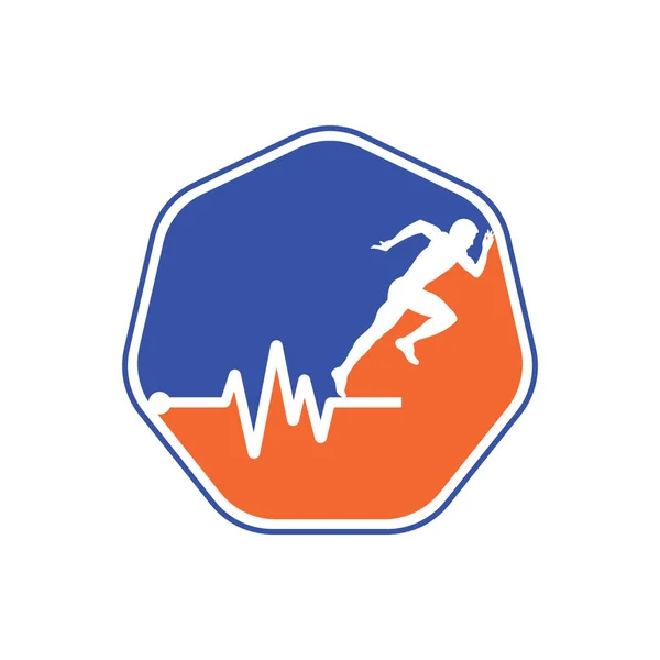 Puls Marathon Logo Ontwerp Icoon Vector Lichaamsverzorging Logo Design Running — Stockvector
