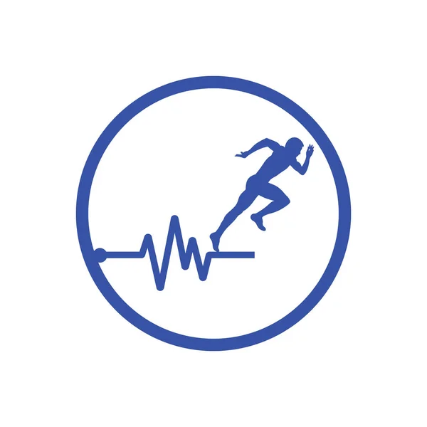 Vettore Icona Del Logo Della Maratona Pulsazioni Body Health Care — Vettoriale Stock