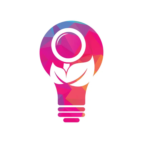 Шаблон Векторного Логотипу Лампочки Пошуку Листя Вектор Концепції Логотипу Nature — стоковий вектор