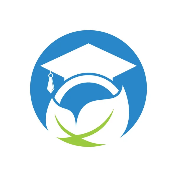 Nature Student Vector Logo Template Leaf Graduation Hat Logo Template — Stock Vector