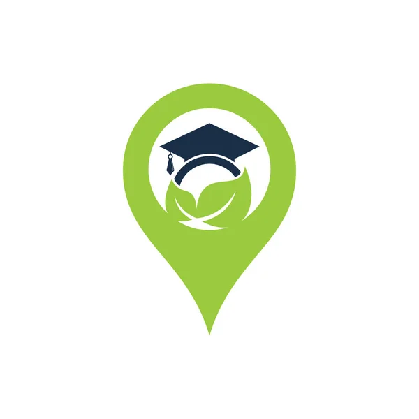 Natura Student Mapa Pin Kształt Koncepcji Wektor Szablon Logo Liść — Wektor stockowy
