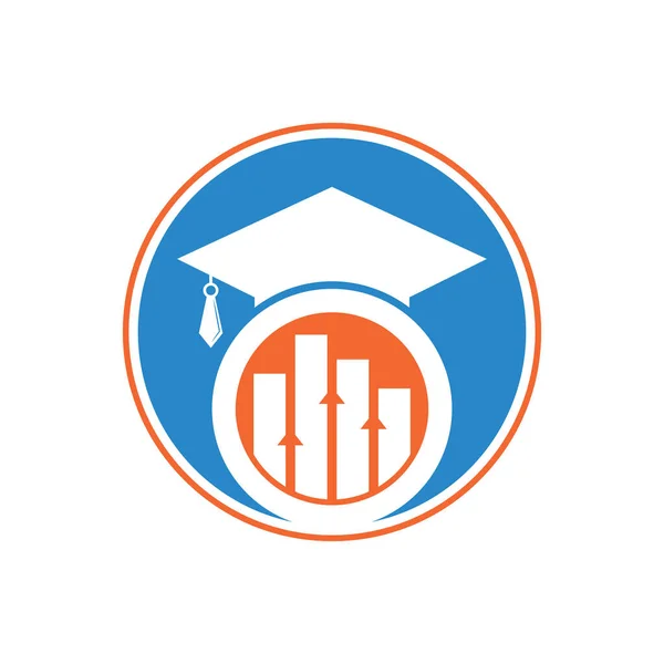 Graduate Cap Com Finance Bar Chart Logo Vector Design Logotipo — Vetor de Stock