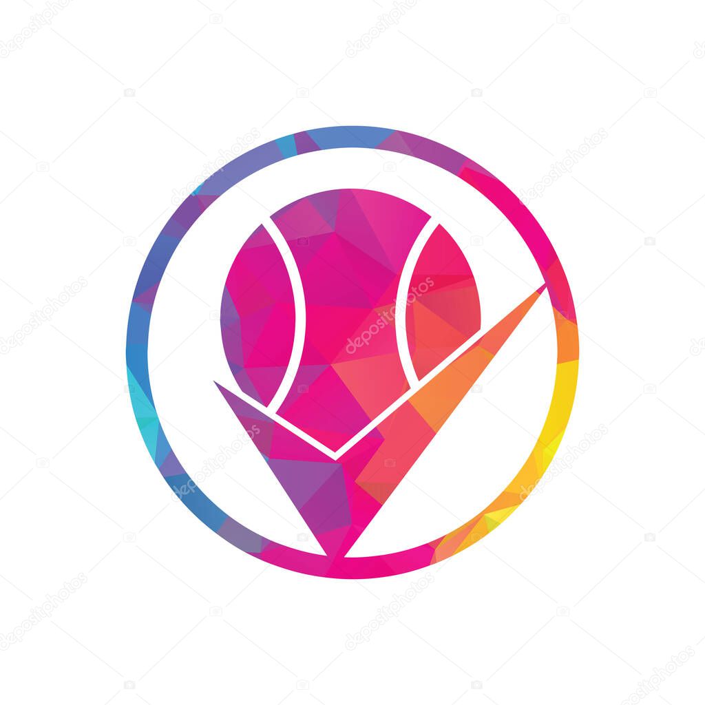 Check Tennis vector logo design. Tennis ball and tick icon logo.