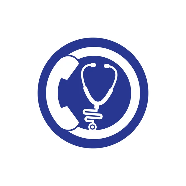 Stethoscope Call Logo Design Icon Vector Call Doctor Logo — Stock Vector