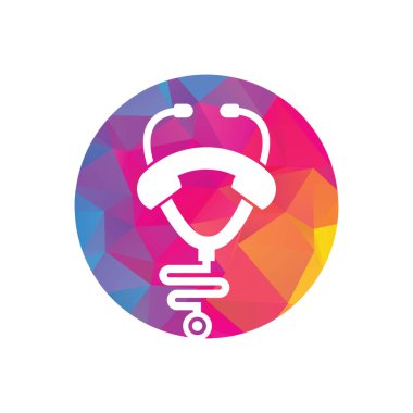 Stetoskop çağrısı logo tasarım ikonu vektörü. Doktor logosunu ara..