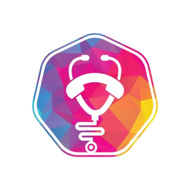 Stetoskop çağrısı logo tasarım ikonu vektörü. Doktor logosunu ara..
