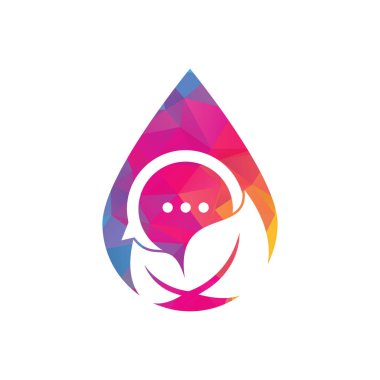 Yaprak sohbeti konsept logo tasarım vektörü. Doğa yaprağı sohbet logosu tasarımı.