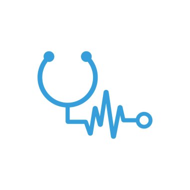 Statoskop Darbe Logo Şablonu Tasarım Vektörü. Statoskop kalp atışı simgesi