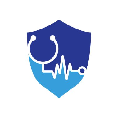 Statoskop Darbe Logo Şablonu Tasarım Vektörü. Statoskop kalp atışı simgesi