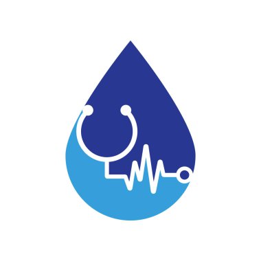 Statoskop Nabız Düşürme Şablon Tasarım Vektörü konsepti. Statoskop kalp atışı simgesi