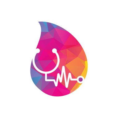 Statoskop Nabız Düşürme Şablon Tasarım Vektörü konsepti. Statoskop kalp atışı simgesi