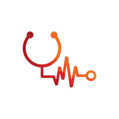 Statoskop Darbe Logo Şablonu Tasarım Vektörü. Statoskop kalp atışı simgesi