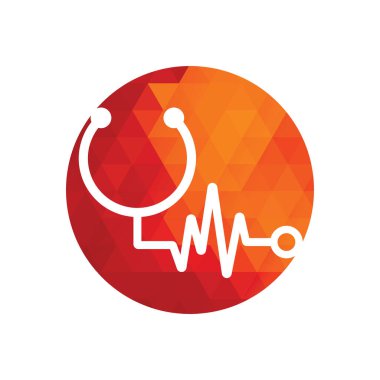 Statoskop Darbe Logo Şablonu Tasarım Vektörü. Statoskop kalp atışı simgesi
