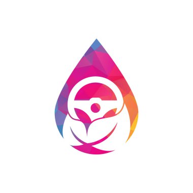 Eko direksiyon vektör logosu tasarımı. Direksiyon ve şekil simgesi veya simge düşür.