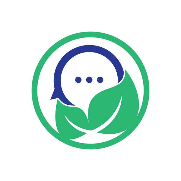 Foglia Chat Logo Vettoriale Progettazione Natura Foglia Chat Logo Design — Vettoriale Stock