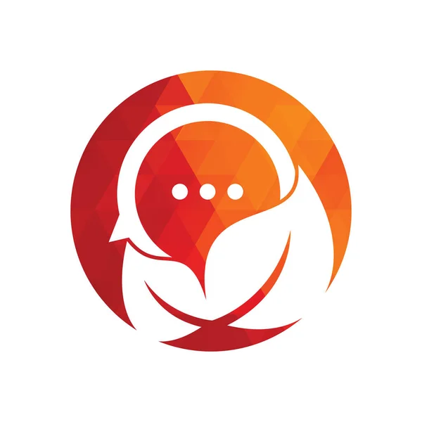 Bladchatt Logotyp Design Vektor Natur Löv Chat Logo Design Miljöforum — Stock vektor