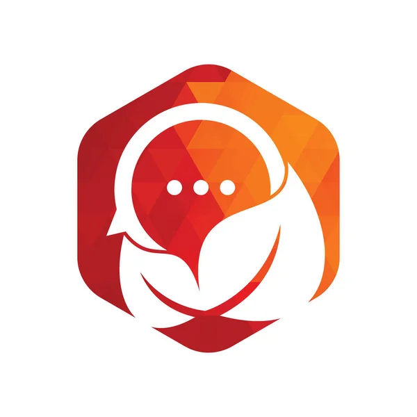 Bladchatt Logotyp Design Vektor Natur Löv Chat Logo Design Miljöforum — Stock vektor